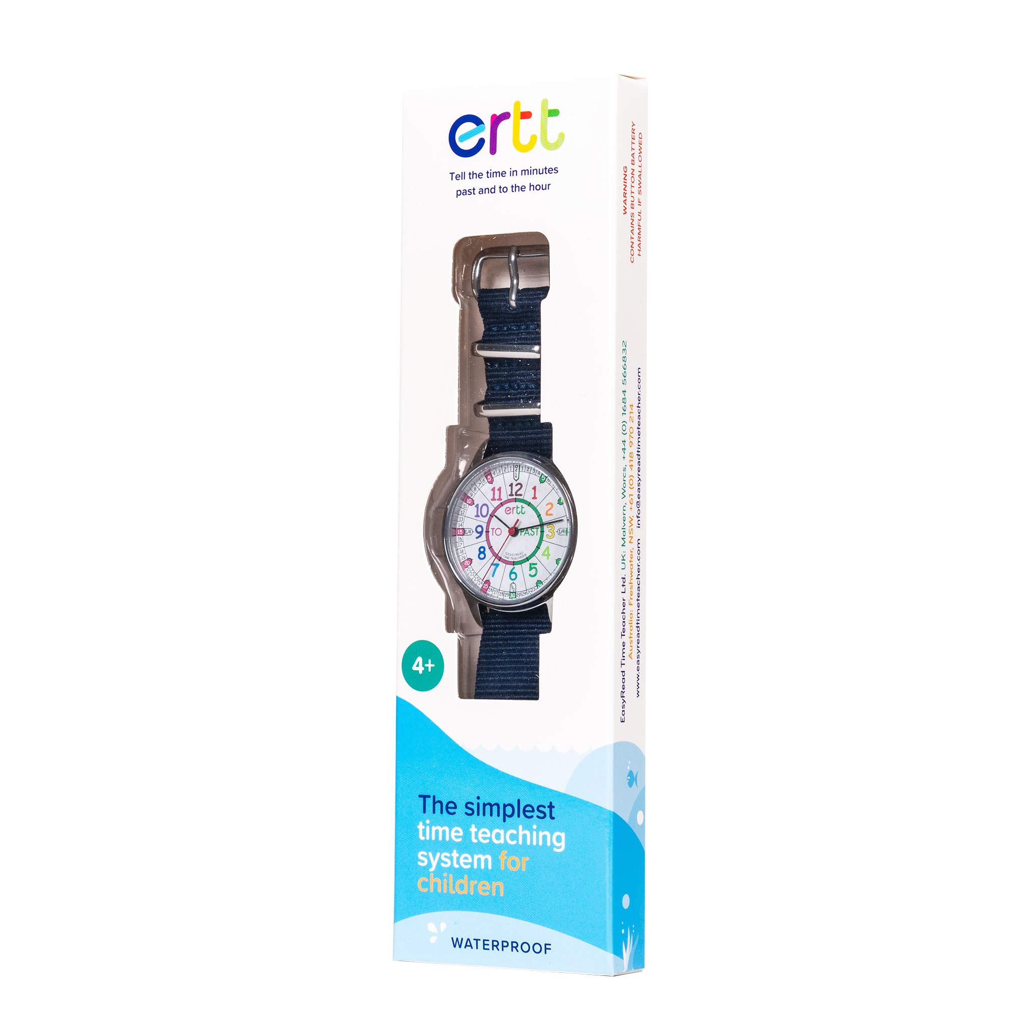 ertt EasyRead Time Teacher Waterproof Kids Watch - Watches for Kids - Learn to Tell The Time Watch for Boys & Girls - 3 Step Time Teacher Kids Watch - Past/to Dial - Analogue with Easy to Read Dial