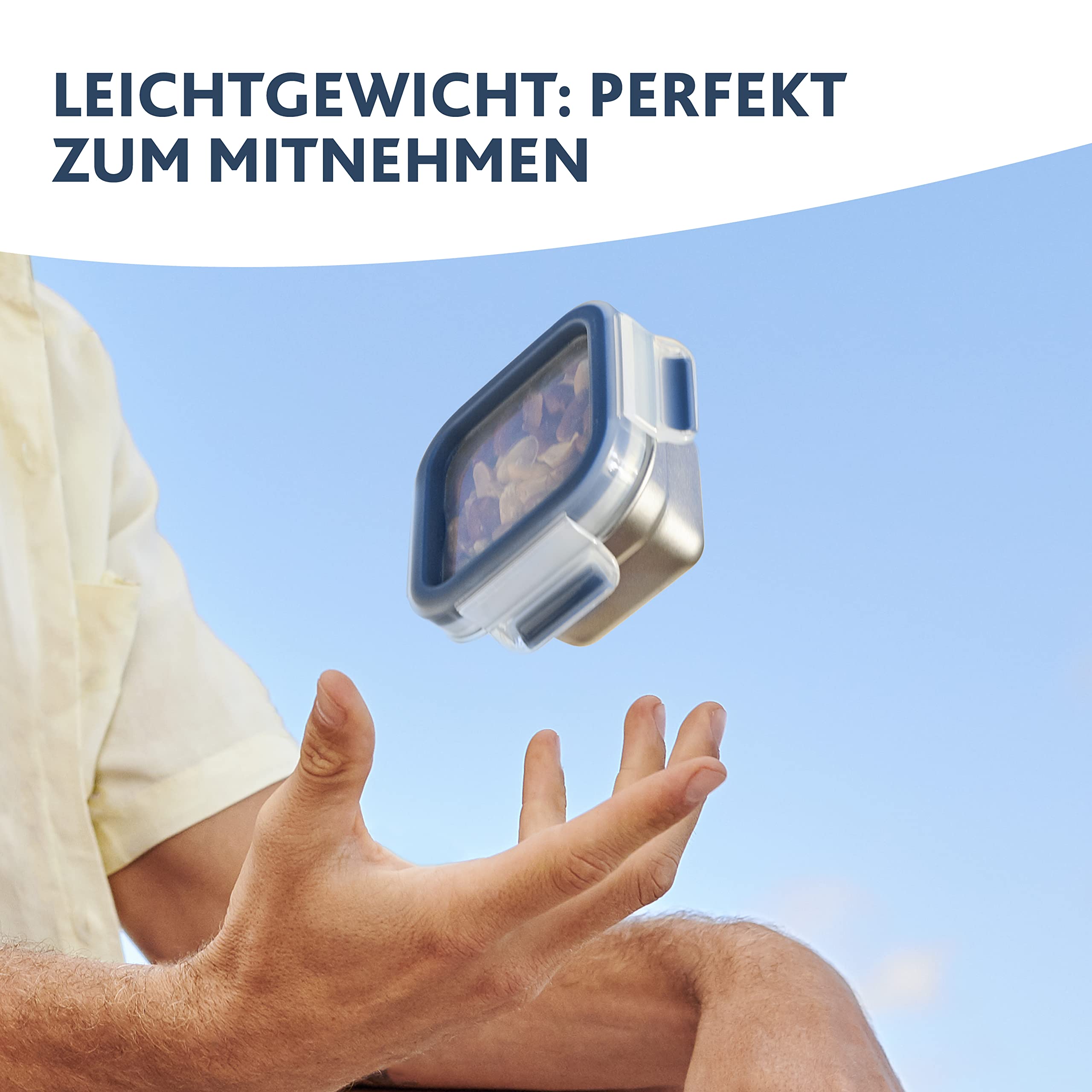 Emsa Clip & Close auslaufsichere Edelstahl-Frischhaltedose, 2 Liter Fassungsvermögen, rechteckig, spülmaschinenfest, backofenfest, N1150600 5