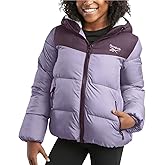 Reebok Girls Puffer Jacket - Heavyweight Poly Taffeta Insulated Zip Up Winter Coat for Girls with Sherpa Lined Hood & Pockets