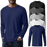 Oakgarden 5 Pack Men's Big and Tall Shirts, Long Sleeve Tees Solid Casual Basic Tops Soft Crew Neck T Shirts