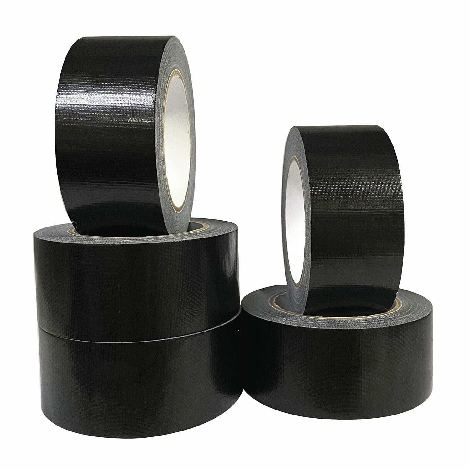 CHUANGSEED 5Pack Black duct Tape 50mm x 27.4m Cloth waterproof gaffer tape adhesive cloth repair tape Heavy Duty for Repairing, Sealing Adhesive Tape (Black)