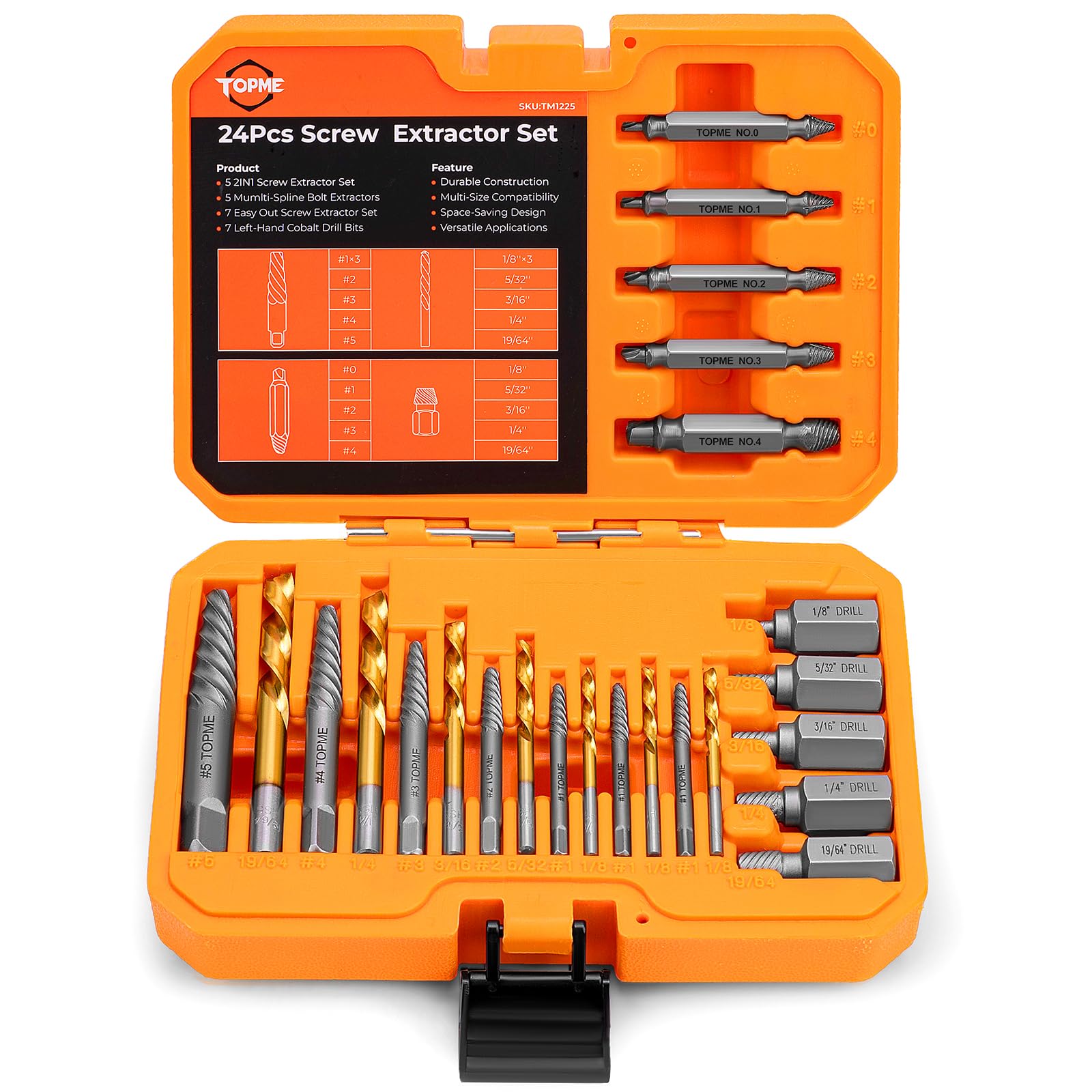 Photo 1 of 24 Piece Screw Extractor and Left Hand Drill Bits Set, Easy Out Screw Extractor Set with HSS Steel Reverse Drill Bit for Removing Stripped Damaged Broken Screw,Bolts,Nuts