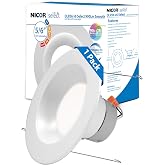 Recessed Ceiling Lights LED Downlight - Dimmable 5/6 inch LED Recessed Light Fixtures - Selectable CCT 2700K-5000K, 918 Lumens, 10.3W - DLR56 Retrofit Ceiling Light, White, 1-Pk by NICOR Lighting