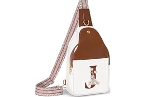 Lizznoe Crossbody Bag for Women Leather Sling Bags with Initial Letter Fanny Pack Chest Bag for Travel, Gift for Mom Wife Her