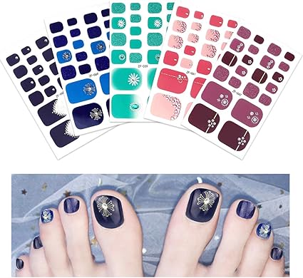 Amazon Co Jp Fornail 5枚 トゥネイル ポリッシュストリップ 3d トゥ ジェル ネイルアート ステッカー デカール グリッター カラー ネイル ラップ ストリート 粘着 つけ爪 デザイン マニキュアセット レディース ガールズ ホーム キッチン
