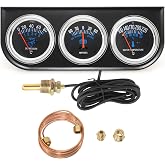 ARTILAURA 52mm Triple Gauge Set (Oil Pressure Gauge+ AMP+ Water Temp) Dashboard 3 in1 Auto Gauges Psi Ammeter Fahrenheit 3 Gauge Cluster Kit