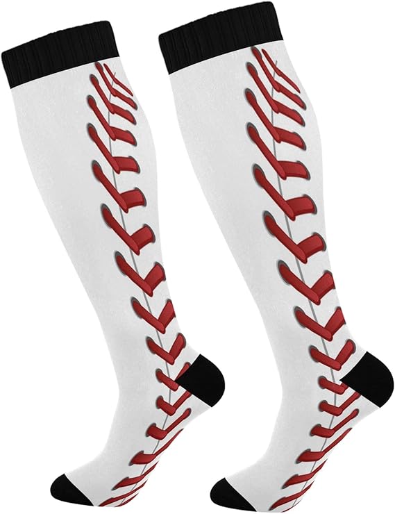 WELLDAY Knee High Socks Sport Baseball Print Compression