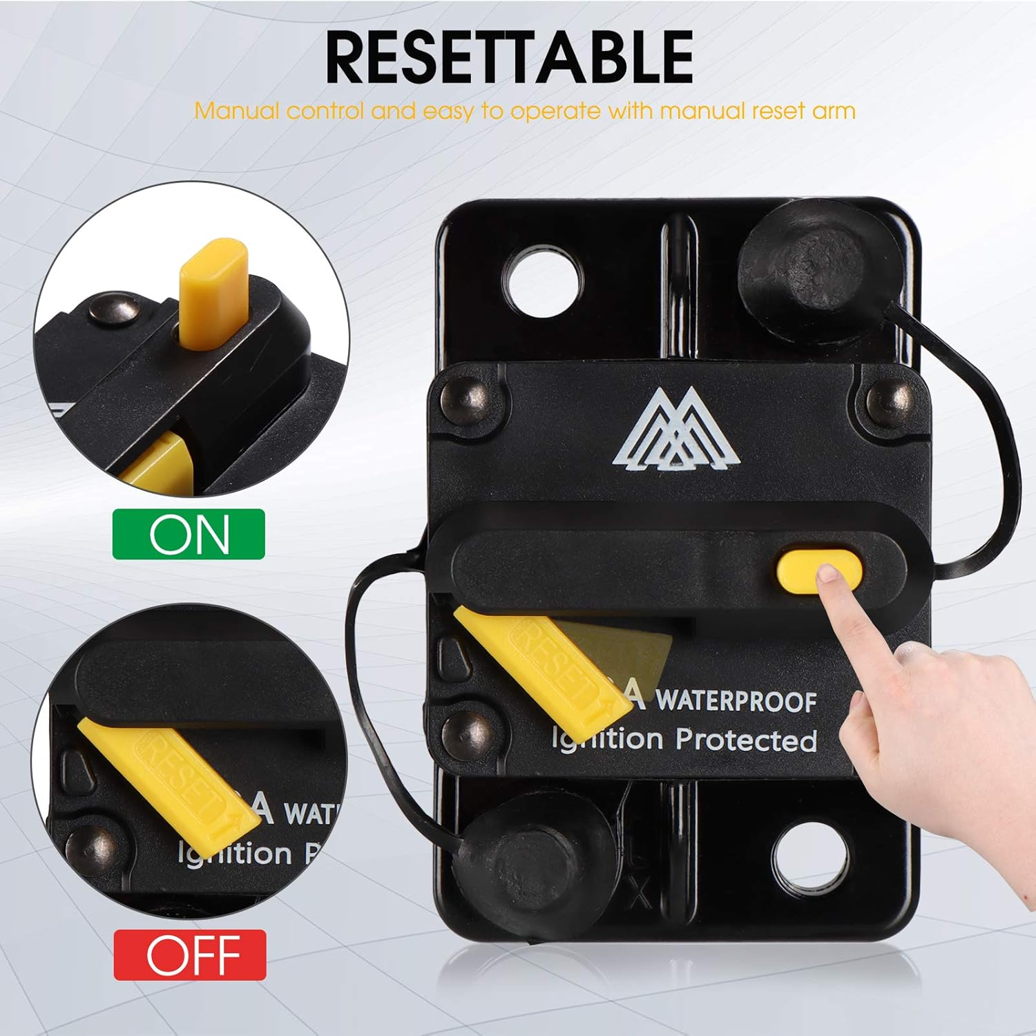 M1A2 Circuit Breaker 100A Waterproof Fuse Inline Holder Resettable Fuse Manual Reset 12V-48V DC for Car Stereo Audio RV Home Marine Boat Truck Trolling Motors: Automotive