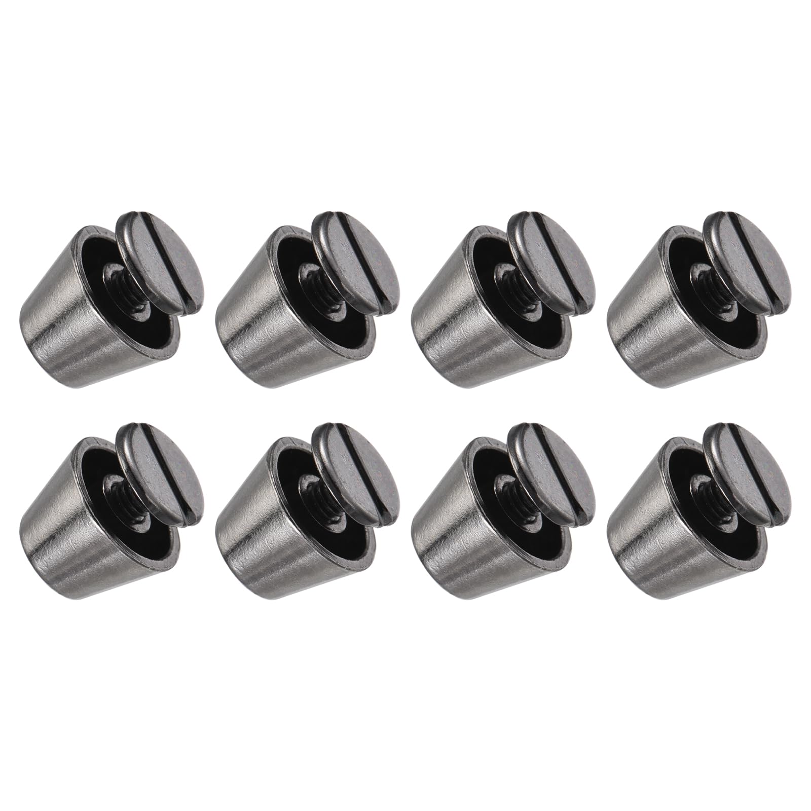 METALLIXITY Screw Back Stud Spike (10x7mm) 8pcs, Flat Head Stud Rivets - for Leather Crafts Purse Bags, Gun-Black