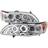 Dual Halo Projector Headlights (Chrome Housing/Clear Lens) Made for and Compatible with 1998-2002 Honda Accord