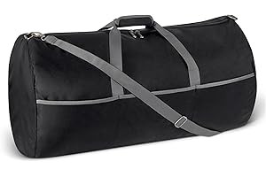 Amazon Essentials 32.4" Extra Large Foldable Nylon Duffel Bag for Travel/Storage with Zippered Pockets, 9254 Cubic Inch (150L), 50-LBS Capacity, Black (Previously Amazon Basics)