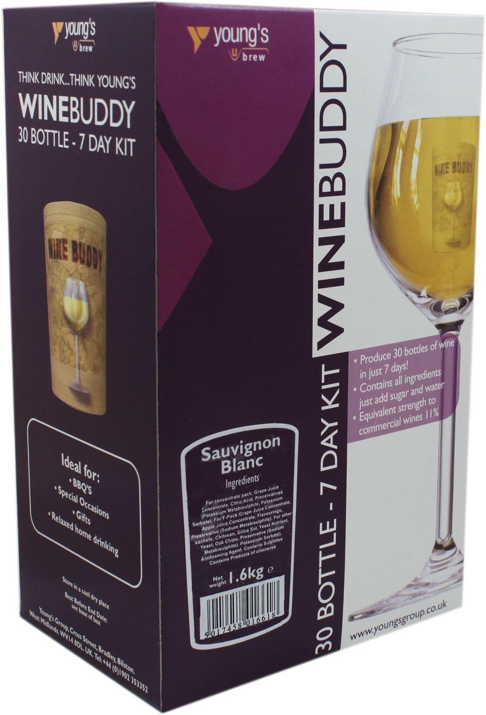 Wine Buddy Sauvignon Blanc 30 Bottle 7 Day Home Brew White Wine Making
