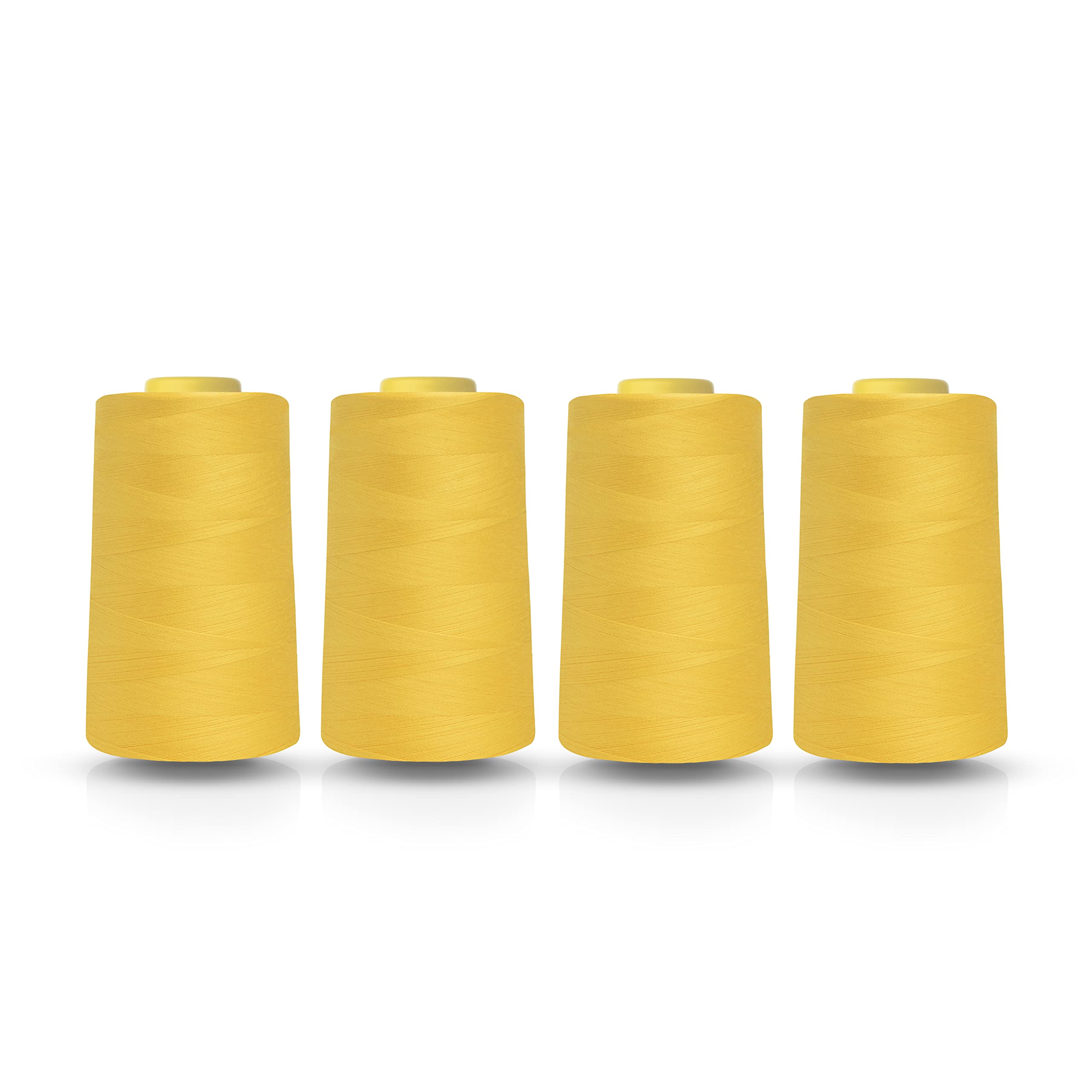 Realm Overlocking Sewing Machine Polyester Thread x Four 5000 Yards Cones White Black Natural Navy Red Grey (Yellow) — image 1