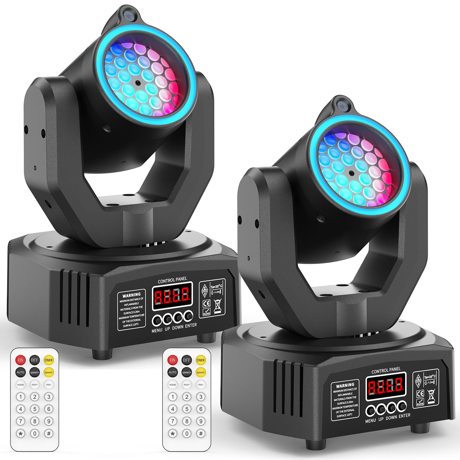 Photo 1 of 2PCS Compact 30W Stage Moving Head Light with Beam,GOBO Projection,Remote Control Sound Active & DMX512 Control 450° Pan/180° Tilt for DJ Party Home Theater Small Venues
