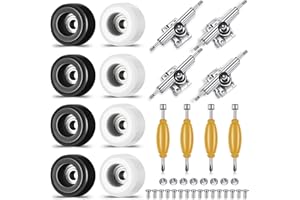 Zhehao 16 Pcs Standard Fingerboard Tool Set CNC Lathed Fingerboard Bearing Wheels Nut Driver Screwdriver for 34 mm Skateboard Trucks(Black and White)