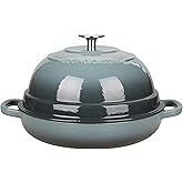 EDGING CASTING Enameled Cast Iron Dutch Oven Pot with Lid, Round Bread Oven for Homemade Sourdough Bread Baking, 6 Quart, Slateblue
