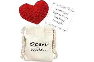LUOKIFUR Pocket Hug Gift I Love You Gifts for Him for Her Crochet Heart Missing You Gift (Heart)