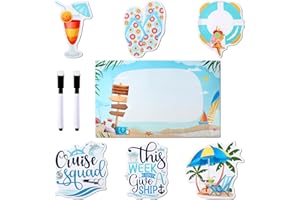 Lyreh 7pcs Cruise Door Decorations Magnetic, Fun Cruise Ship Door Magnet Board with 2pcs Pens Summer Personalized Cabin Signs