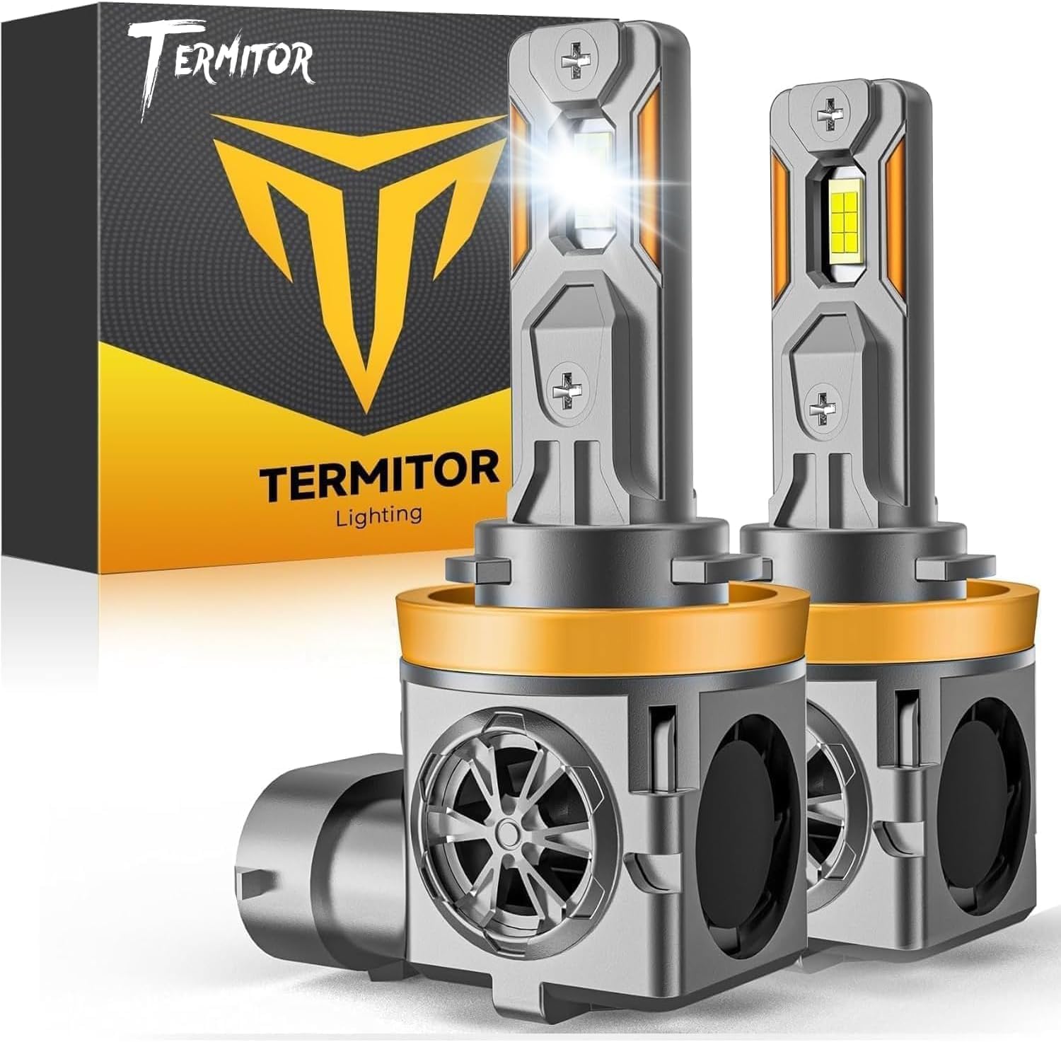 Termitor Upgraded H11/H9 Light Bulbs, 50,000LM Ultra Brightness, 6500K Cool White, 85K+ Hours Lifespan, IP68 Waterproof, 1:1 Halogen Bulb Replacement H11 Fog Light Bulbs, Plug-N-Play, Pack of 2 Image