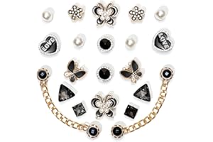 ZIIGOLE 20Pcs Bling Shoe Charms for Women, Gems Shoe Charms, Plastic Butterfly Flower Charms, Sparkling Rhinestones Shoe Chains, Pearl Accessories for Girls, DIY Shoe Decoration Charms for Party Favor