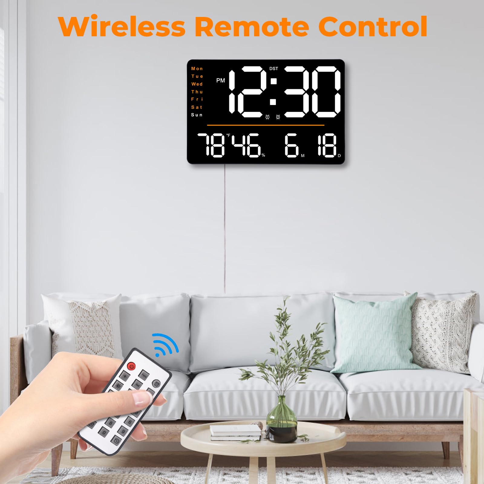 Mua Digital Wall Clock Large Display: with Date Week Temperature ...
