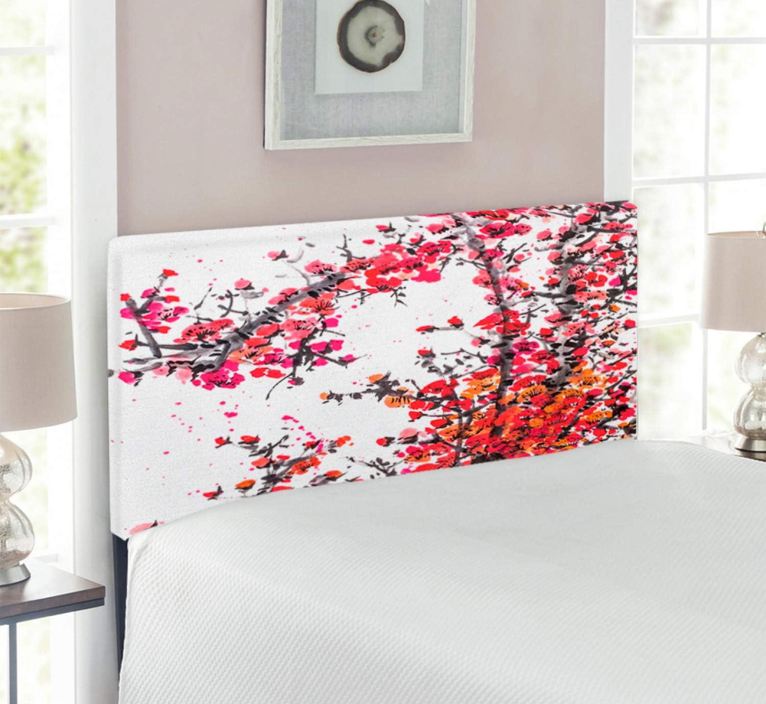 Lunarable Japanese Headboard for Twin Size Bed, Japanese Cherry