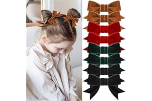 PROSUITES 8 Pcs Velvet Hair Bows for Girls, Christmas Hair Bows Cute Bow Hair Clips Bowknot Hair Accessories Bow Alligator Clips Stocking Stuffers for Girls Kids Christmas New Year Xmas Present