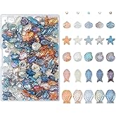 HOBBIESAY 900Pcs Ocean Theme Glass Beads Assorted Sea Style Glass Beads Small Seed Craft Bead Starfish Seashell Fish Bead for Women DIY Bracelet Necklace Jewelry Making Craft Hole: 1mm