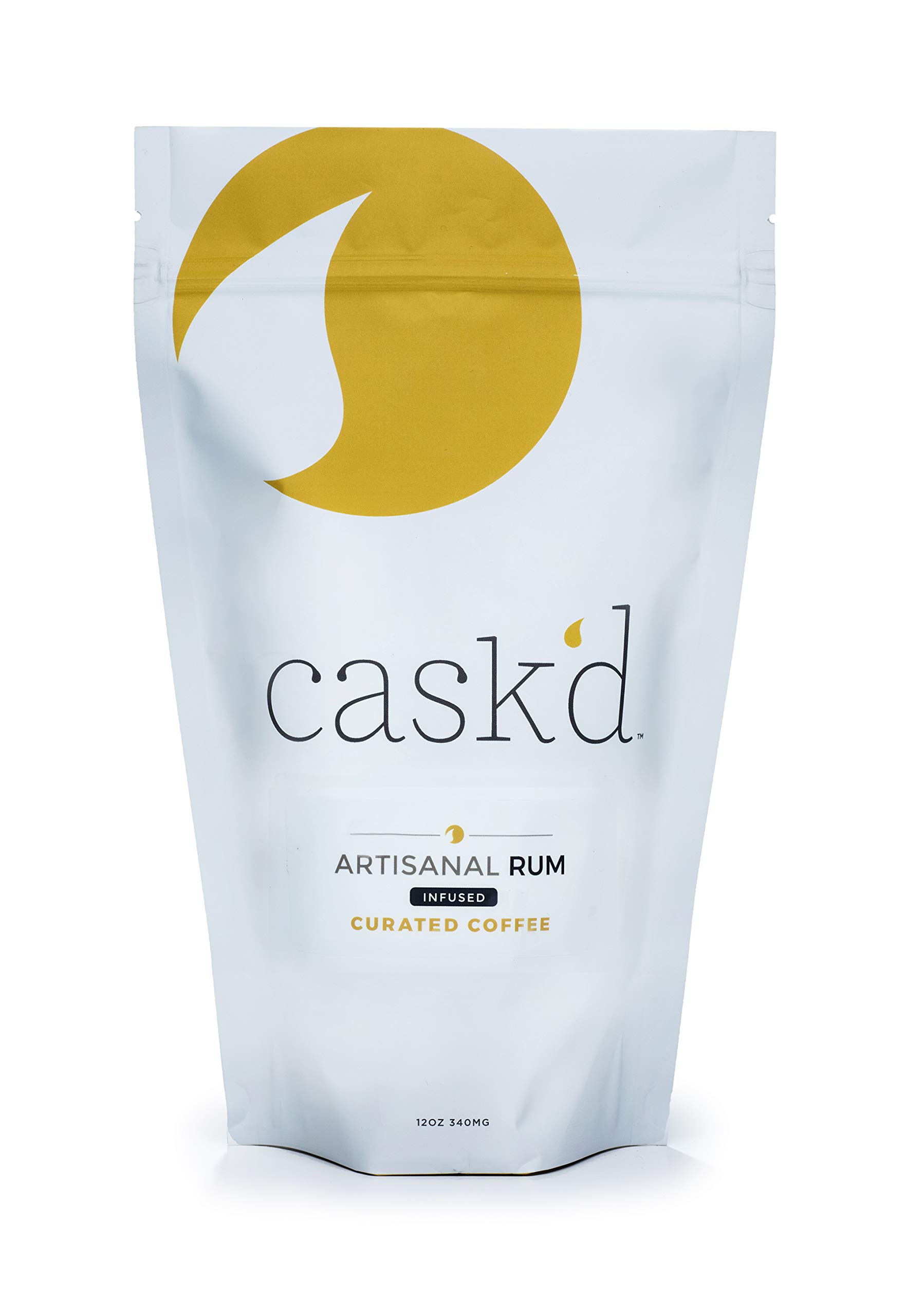 Cask’d Artisanal Rum Coffee - Made with Medium Roast Brazilian Coffee Beans - Non-Alcoholic & Hand-Roasted Single-Origin Coffee with Dark Rum - Caffeinated Rum-Infused Coffee (12 ounce Ground)