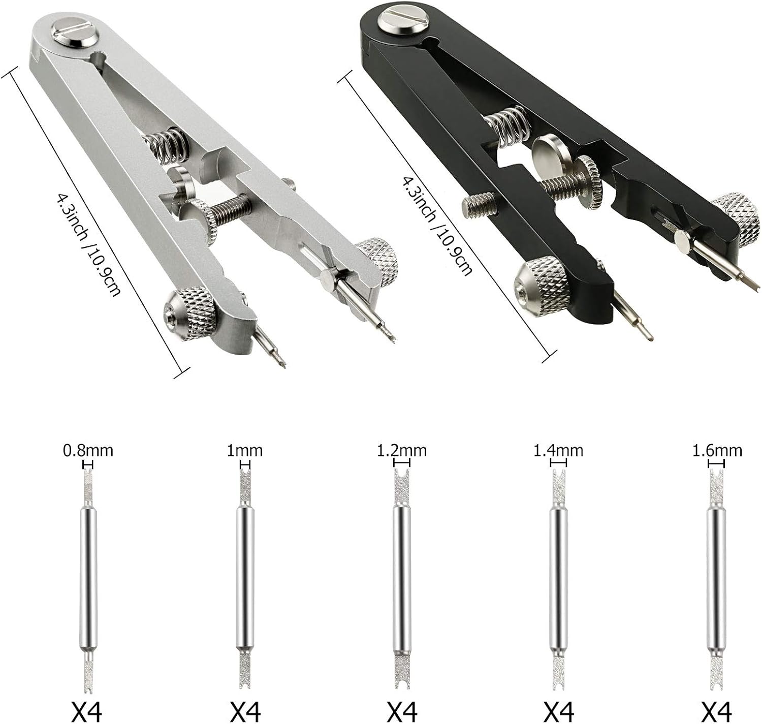 2 Pieces Watch Spring Bar Repair Tool Spring Bar Tweezer Pliers Watch Pin Strap Band Removal Tool Watch Link Remover Set, Black and Silver: Watches