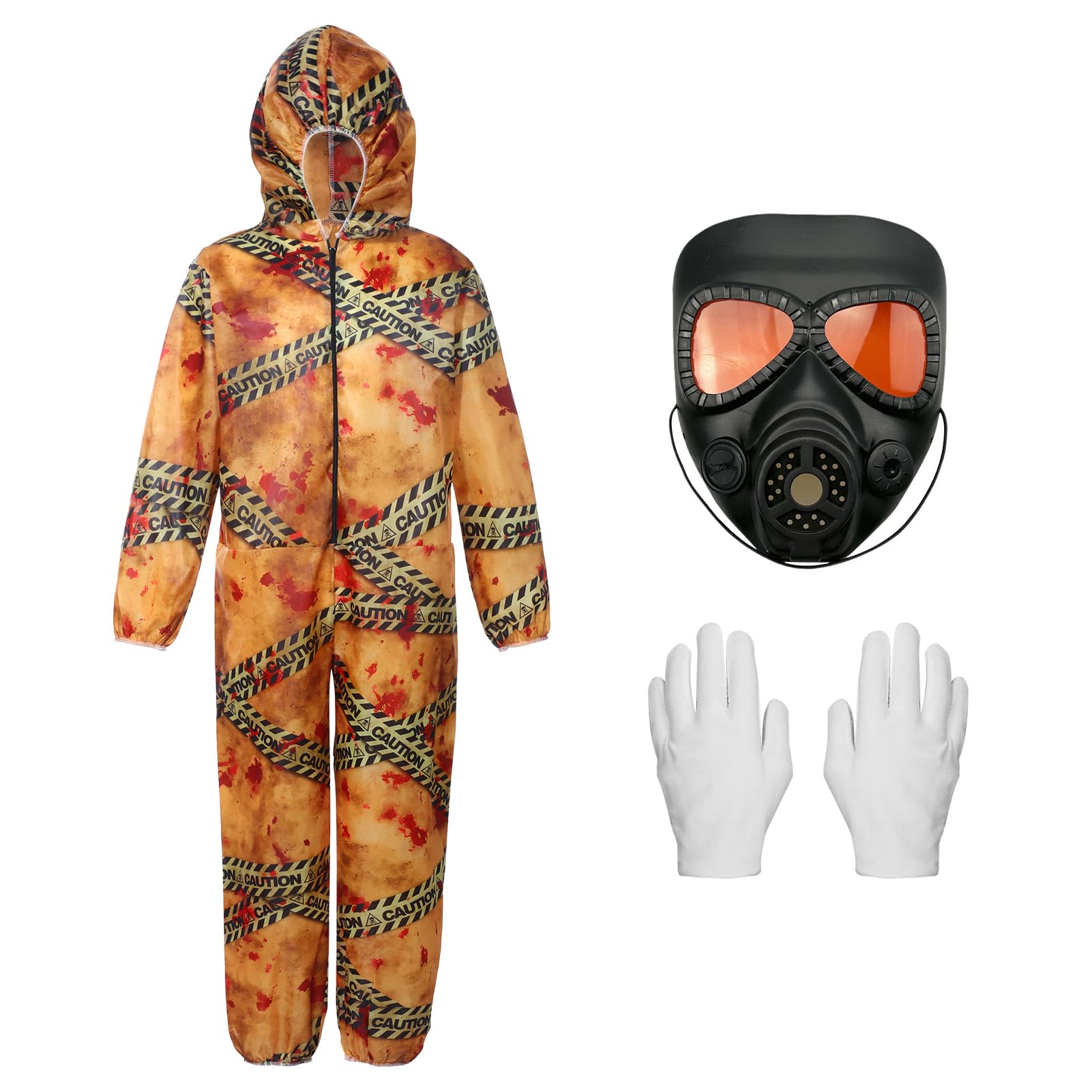 SERTAS Kids Biohazard Zombie Halloween Fancy Dress Costume,Children's Halloween Jumpsuits Child Halloween Biohazard Costume with Mask Gloves for Boys Girls