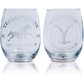 Toynk Yellowstone Dutton Ranch Stemless Wine Glasses, Set of 2 | 20-Ounce Tumbler Cups For Mimosas, Cocktails