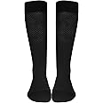 NuVein 15-20 mmHg Men's Compression Socks, Chevron Pattern, Knee High Business Trouser Fit, Black, Large