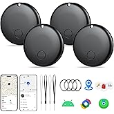 2025 Air Tracker Tags-4 Pack Item Locator for Android & iOS Bluetooth Tracker,Key Finders,Smart Tags Work with Apple Find My & Google's Find Hub (Black, for Android & iOS for iOS (4 Pack)