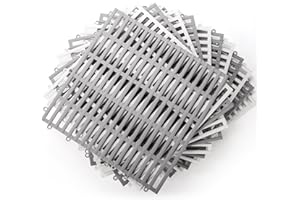 Noamus 12 Pcs 12"x12" Interlocking Shower Floor Tiles, Non-Slip Drainage Pool Mat with Hole, Rubber Modular Vented Splicing Cushion for Bathroom Deck Patio Balcony Kitchen Garage Shed Indoor, 2 Color