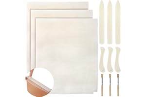 Noamus 12 Pcs Book Binding Cloth Kits, 39x35 Inch Book Making Repair Cloth Material, Bookbinding Clothes Fabric Mesh, 6 Pcs Bone Folder Paper Creaser and 3 Glue Brushes for Old Books