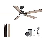 Livory 60 Inch Smart Ceiling Fan with Lights Remote,Control via Alexa Google Voice App WiFi,Quiet DC Motor,Dimmable,Outdoor Indoor Modern Ceiling Fans for Large Bedroom Patio Porch,Brown Black Walnut
