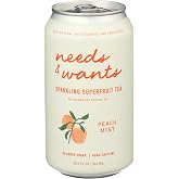Needs &amp; Wants Peach Mint Sparkling Superfruit Tea, 10.5 FZ