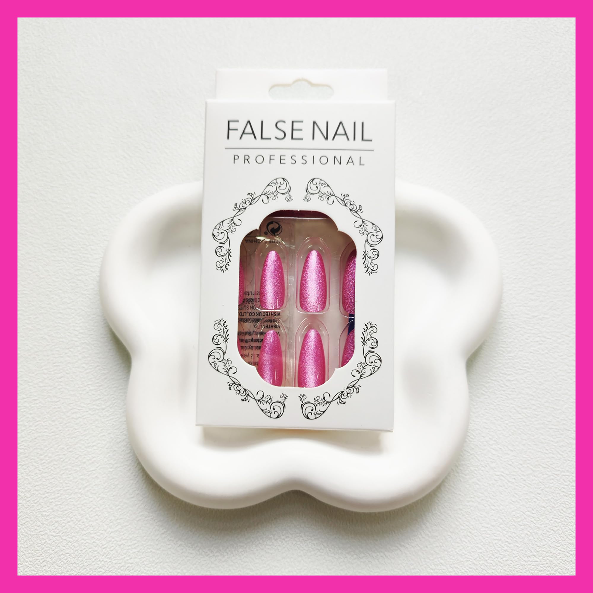 KKUUOO Pink Press on Nails Medium Almond Fake Nails Glossy False Nails with Glitter Design Artificial Nails Full Cover Acrylic Nails Stick on Nails Cute Press on Nails Glue on Nails for Women - Image 5