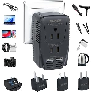 Upgraded 2000W Voltage Converter US to Europe -220V to 110V Converter for European Travel for Hair Dryer Straightener, 2300W