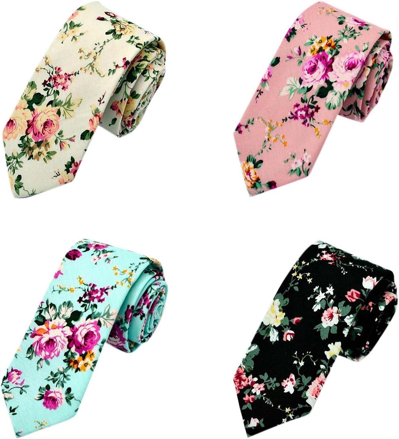 Flower Ties for Men,Mens Ties,Skinny Tie,Floral Printed Cotton Neck Tie Slim