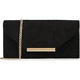 Dexmay Women Faux Suede Envelope Clutch Purse Evening Velvet Handbag Foldover Shoulder Crossbody Bag