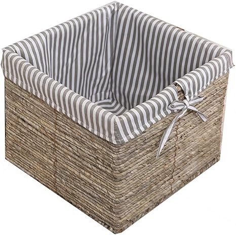 Cesta De Almacenamiento Dos Cestas Tejidas A Mano Y Rayas Interior De