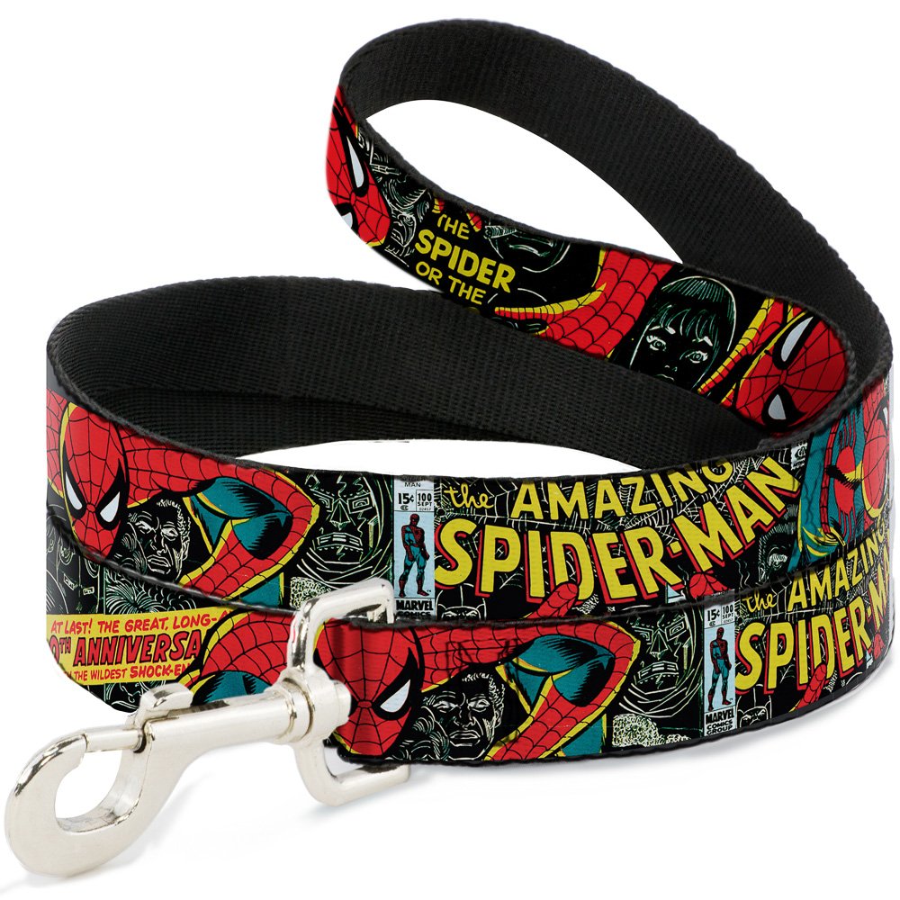 Dog Leash The Amazing Spider Man 100th Anniversary Cover 6 Feet Long 1.0 Inch Wide