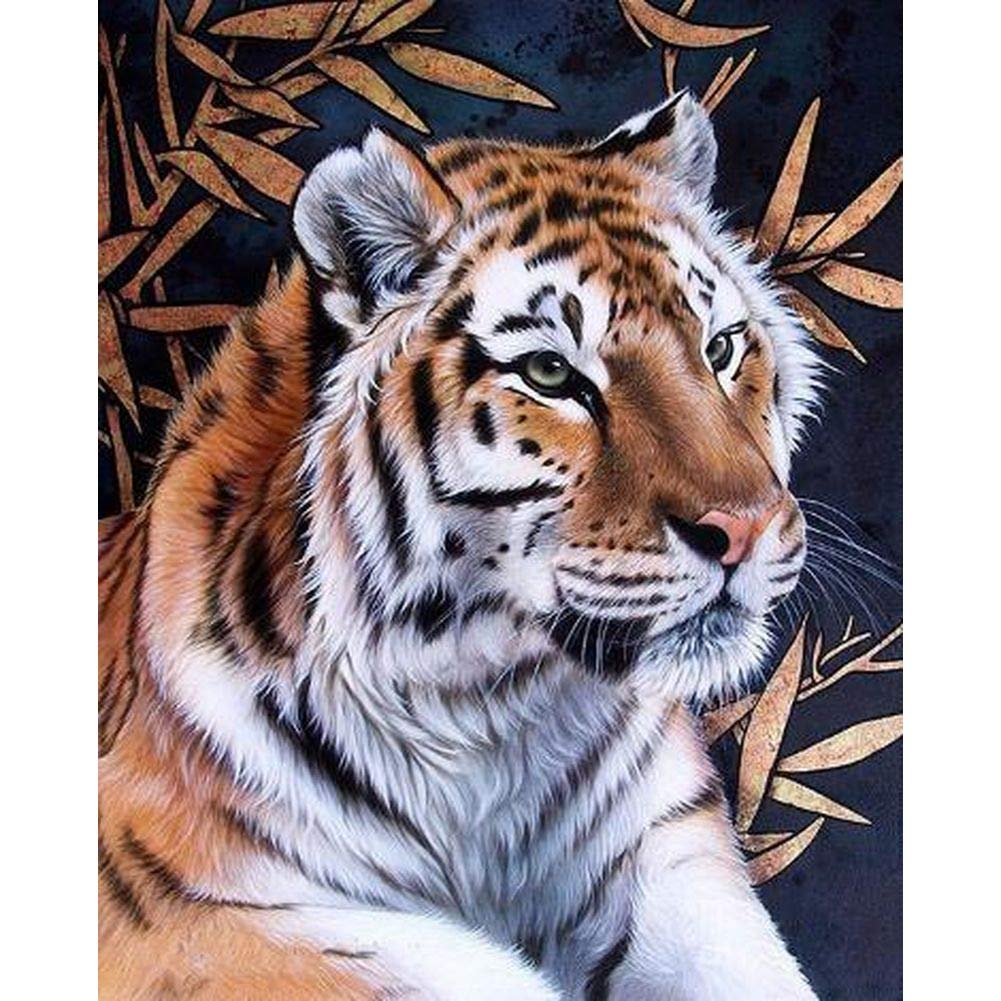 5D Full Round Drill Diamond Painting Kits for Adult Children Diamond Embroidery Art Craft for Home Wall Decor Tigers In A Bamboo Forest 11.8x15.7in Pack By INJOYS