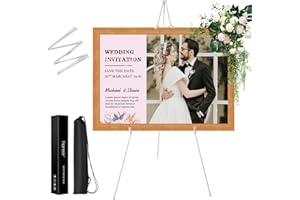 HANMIR Artist Easel Stand for Display, Portable Easel for Wedding Signs & Painting, 65'' Floor Adjustable Easel for Display with Bag, Metal Painting Easel for Welcome Sign, Drawing, Poster, Canvas, White