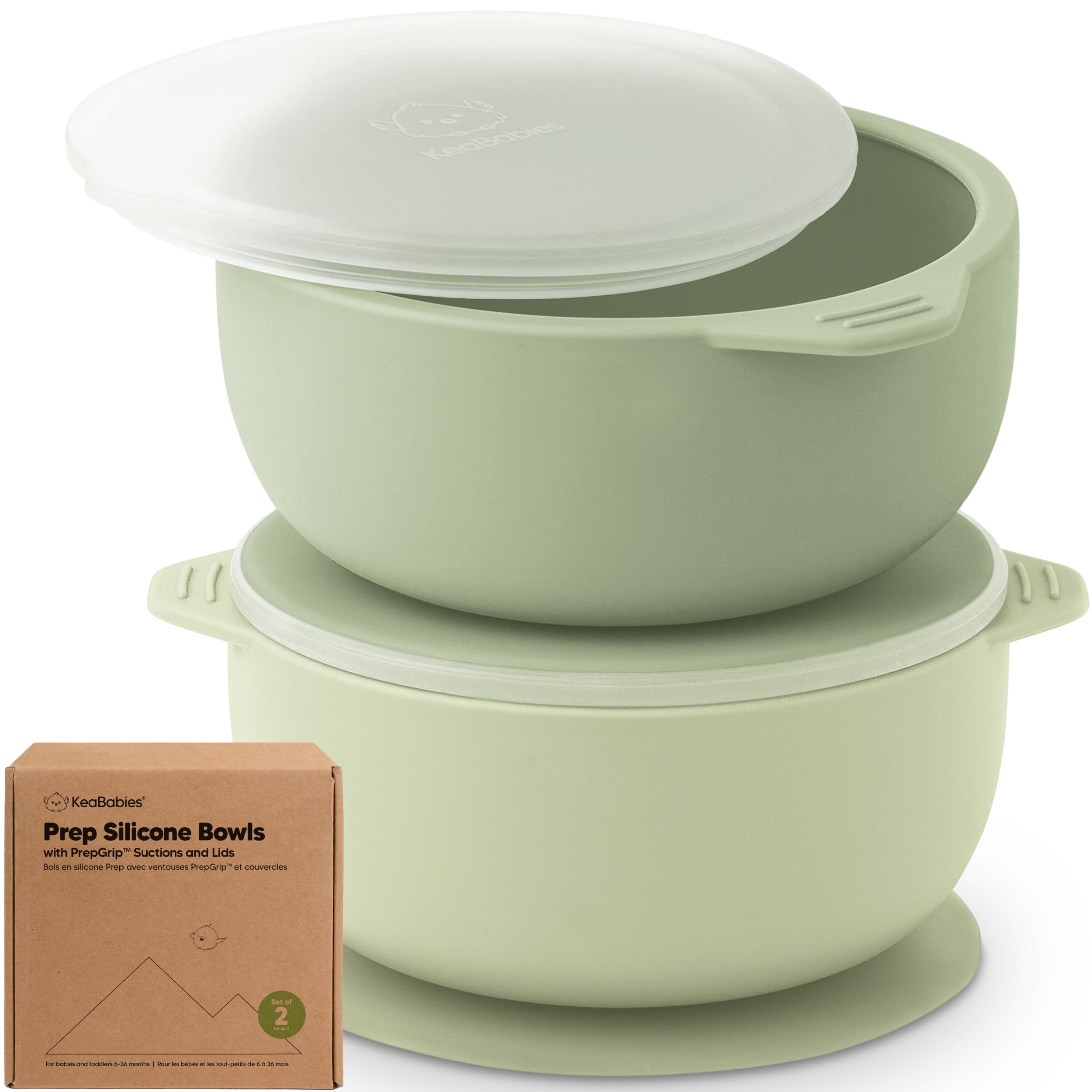 Photo 1 of KeaBabies 2-Pack Baby Bowls with Suctions, Lids - Silicone Toddler Suction Bowls for Baby Boy, Girl, Kids, Food Grade Silicone, BPA-Free, Dishwasher Safe, Toddler Eating Essentials (Sage)