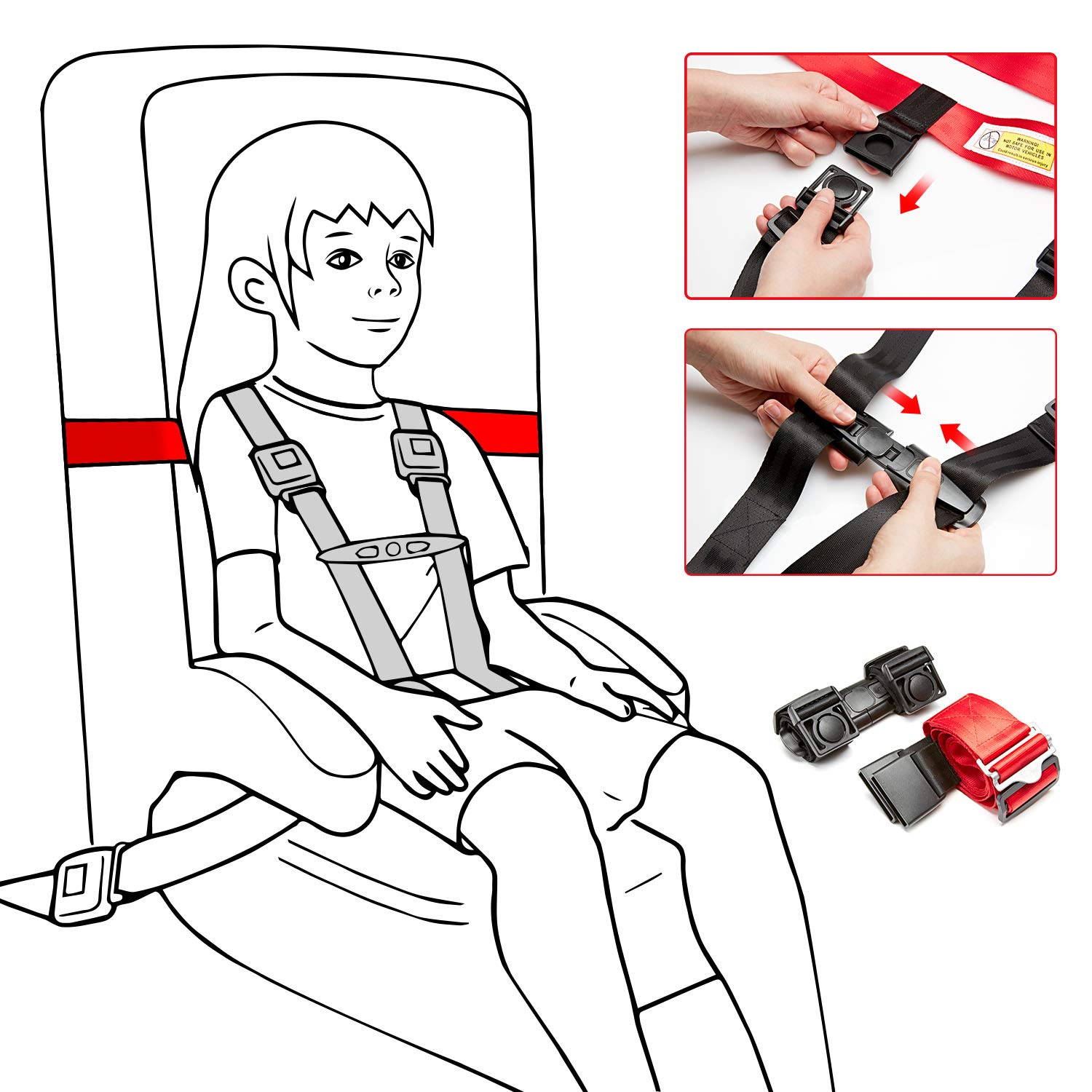 Child Safety Harness Airplane Travel Clip Strap, Travel Harness Safety