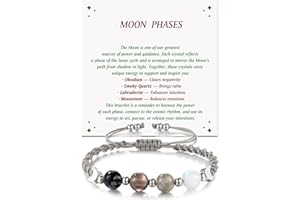 LAVEIR Moon Phase Crystal Healing Bracelet for Women, Natural Stone Beaded Bracelet with Moonstone, Spiritual Bracelets for Intuition, Emotional Balance, Intention Setting, Gifts for Her