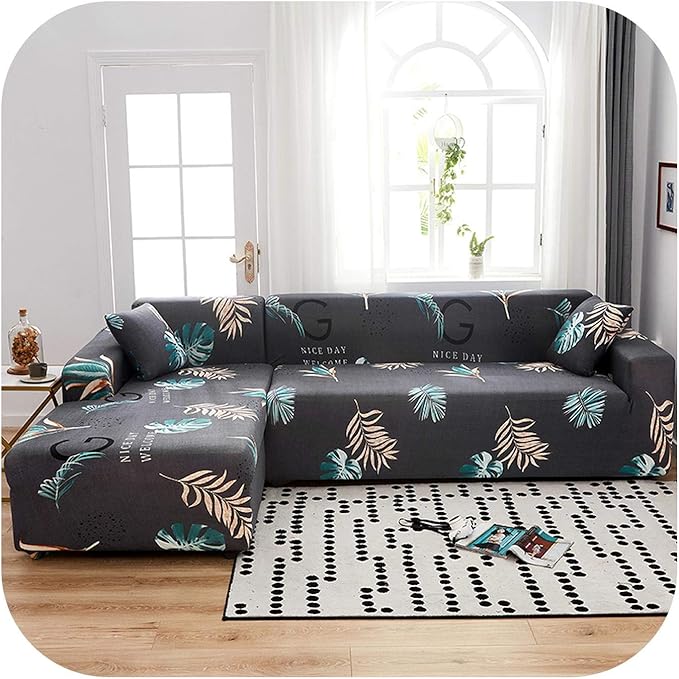 Funda de sofá de esquina elástica para sala de estar azul claro
